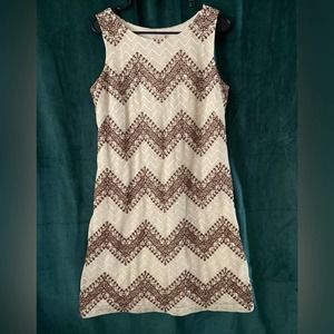CB established 1962 brown and white chevron lace dress size 14